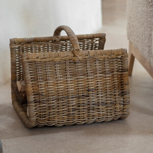 Nkuku Sadra Rattan Log Basket Natural